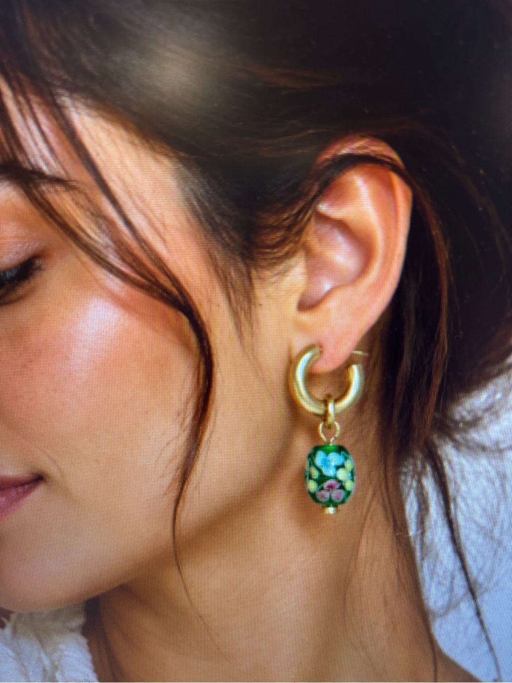 Madewell Gold and Green Floral Earrings